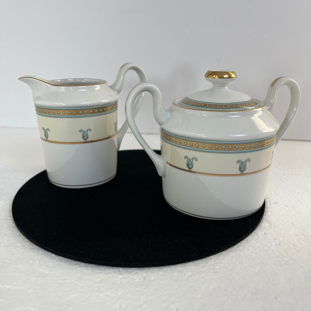 Vtg‎ Christian Dior Trianon Creamer & Sugar Bowl Set La Collection Gold Trim - Picture 2 of 11
